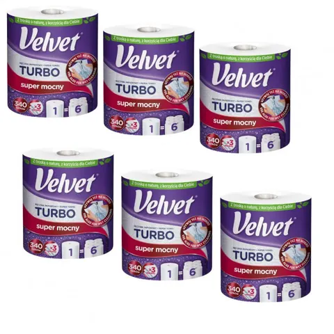 VELVET Ręcznik papierowy 3 warstwowy TURBO, pakiet 6 szt