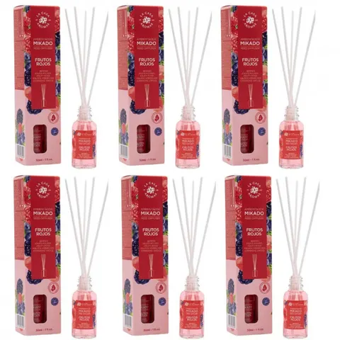 LA CASA DE LOS AROMAS Patyczki zapachowe CZERWONE OWOCE 30 ml, pakiet 6 opakowań