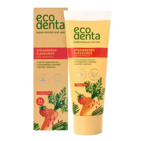 ECODENTA dla dzieci 3+ - o smaku poziomki oraz z ekstraktem z marchwii 75ml