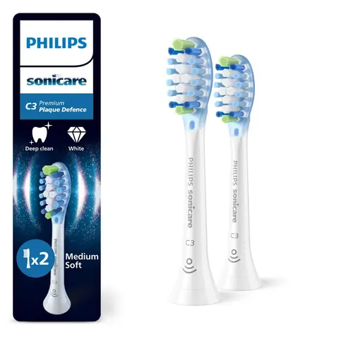 SONICARE Philips końcówki do szczoteczki PREMIUM Plaque Defence C3 (2szt.) - Białe HX9042/87
