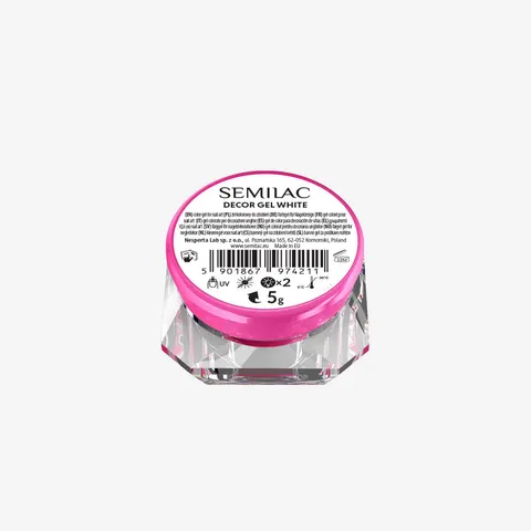 Semilac Decor Gel White 5 g Biały żel do zdobień