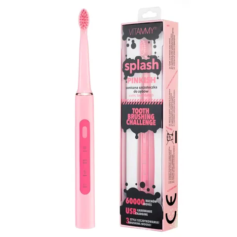 VITAMMY SPLASH PINKISH Szczoteczka soniczna dla dzieci 8+, 60 000 drgań/min
