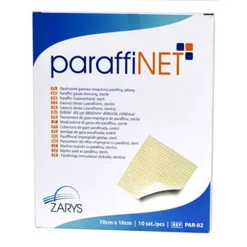 Parafinowy opatrunek z gazy Paraffinet 10cm x 10cm 10szt.