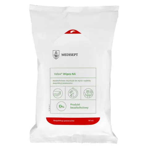 Chusteczki bezalkoholowe Velox Wipes NA flow pack 50 szt. Medisept
