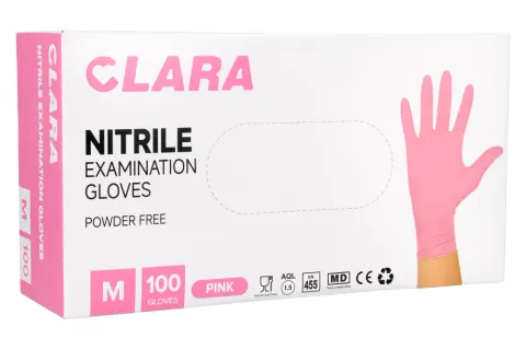 Rękawiczki nitrylowe różowe Clara 100 szt.