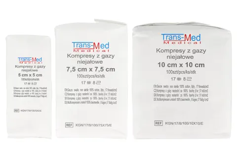 Kompresy gazowe niejałowe 100 szt. Trans-Med