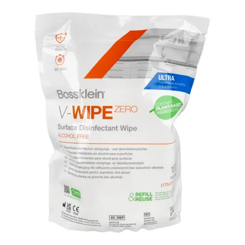 Chusteczki bezalkoholowe Bossklein V-Wipe Zero wkład 160 szt.