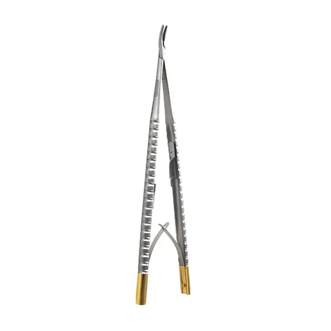 Igłotrzymacz Barraquer Castroviejo zagięty T.C. Gold 14 cm