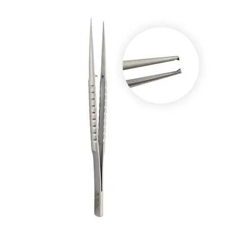 Pęseta mikrochirurgiczna 1x2 ząbki wygięta 18 cm