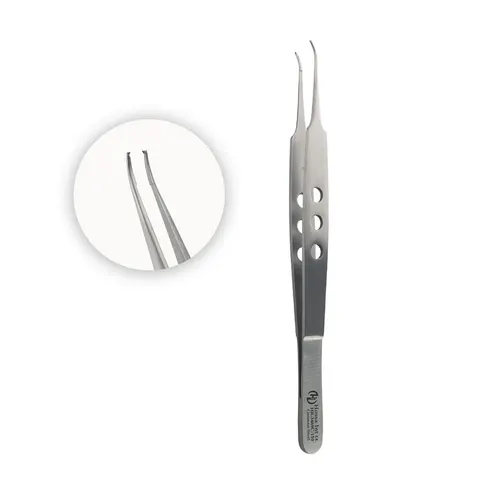 Pęseta mikrochirurgiczna z ząbkami 1:2 zagięta dł. 15 cm