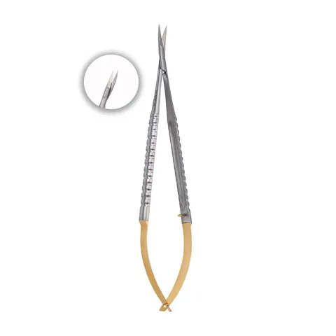 Nożyczki mikrochirurgiczne Castroviejo zagięte TC Gold 18 cm