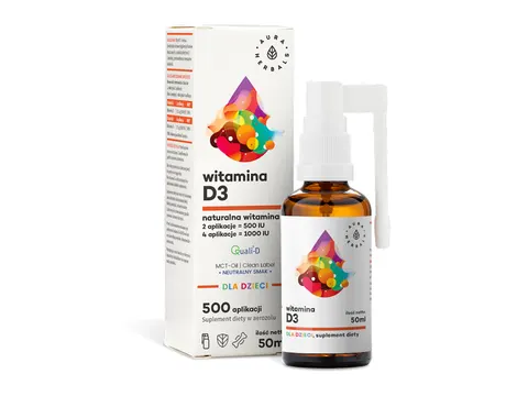 Witamina D3 dla Dzieci, MCT, Aerozol, Aura Herbals, 50ml