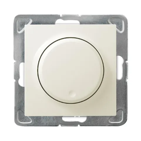 IMPRESJA ściemniacz przyciskowo-obrotowy LED, bez ramki 10-250W, 230V~50Hz, zaciski gwintowe ECRU