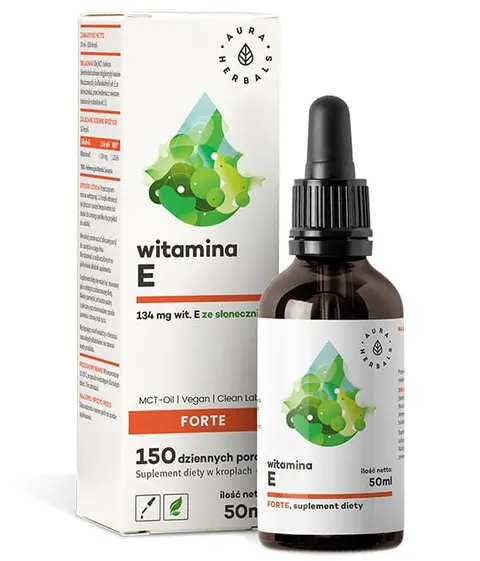 Witamina E Forte (200 IU) MCT-Oil, Krople, Aura Herbals, 50ml