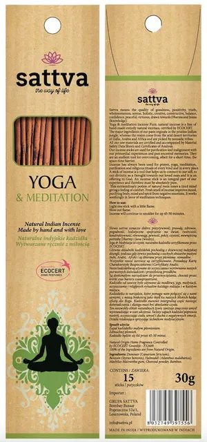 Yoga & Meditation Kadzidełka Naturalne, Sattva Incense, 30g