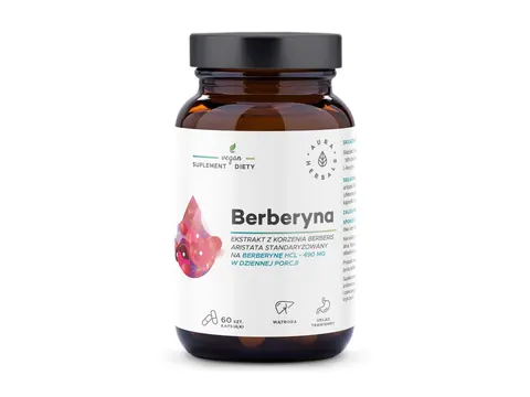 AURA HERBALS Berberyna HCL 490 mg Ekstrakt z kory 60 kapsułek