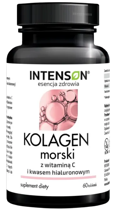 Kolagen Morski + Hialuron + Witamina C, 60 tabletek, Intenson