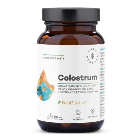 Colostrum 700 mg + BioPerine®, Aura Herbals, 90 kapsułek