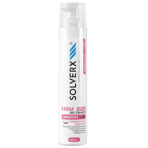Krem do Twarzy SPF50 cera wrażliwa, SOLVERX Sensitive Skin