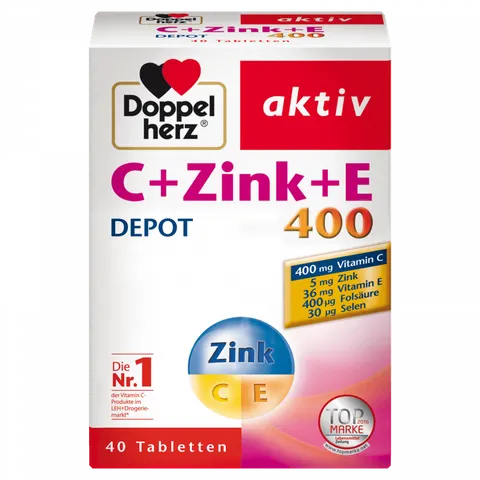 Witamina C + Cynk + E Complex, Suplement diety, Doppelherz, 40 tabletek