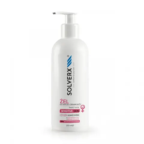 SOLVERX Sensitive Skin Żel do mycia i demakijażu twarzy i oczu do cery wrażliwej, 200ml