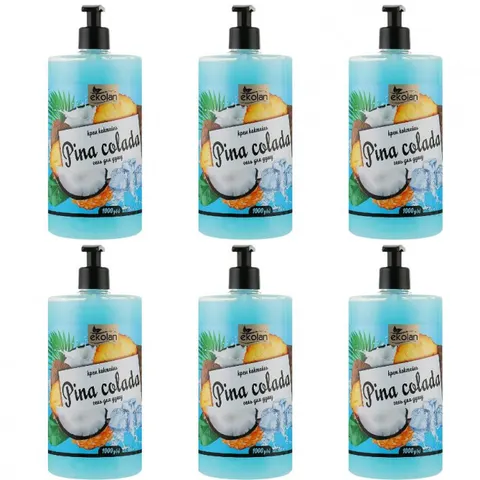 EKOLAN Kremowy żel pod prysznic PINA COLADA 1000 ml, pakiet 6 szt.