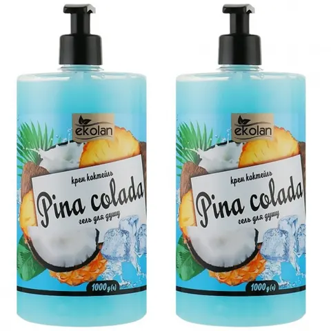 EKOLAN Kremowy żel pod prysznic PINA COLADA 1000 ml, pakiet 2 szt.