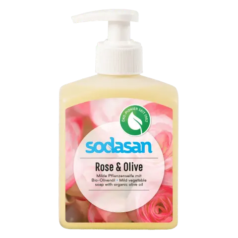 Mydło różano-oliwkowe, z dozownikiem, Sodasan, 300ml