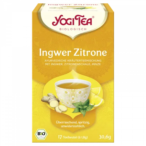 Organiczna herbata z imbirem i cytryną Yogi Tea, 17 torebek x 1,8g
