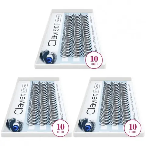 CLAVIER Kępki rzęs 10 mm, pakiet 3 opakowań