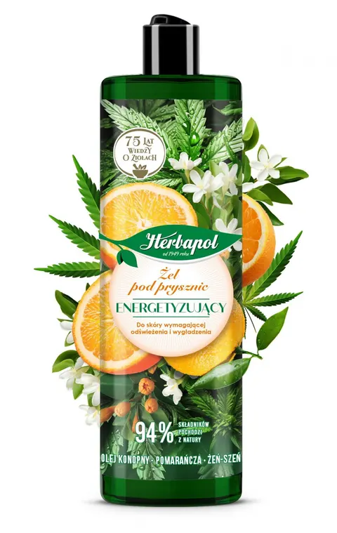 HERBAPOL ŻEL POD PRYSZNIC 400ML OLEJ KONOPNY&POMARAŃCZA&ŻEŃ-SZEŃ ENERGETYZUJĄCY