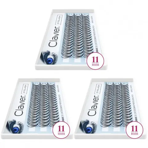 CLAVIER Kępki rzęs 11 mm, pakiet 3 opakowań
