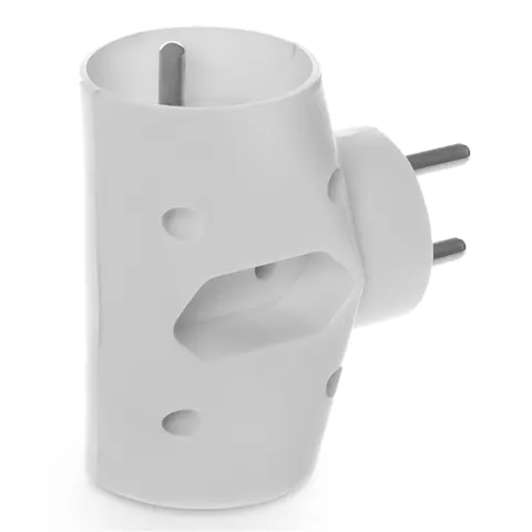 Rozgałęźnik podwójny 2x2P+Z + 2P/II, 3x2,5A, 230V, IP20; biały