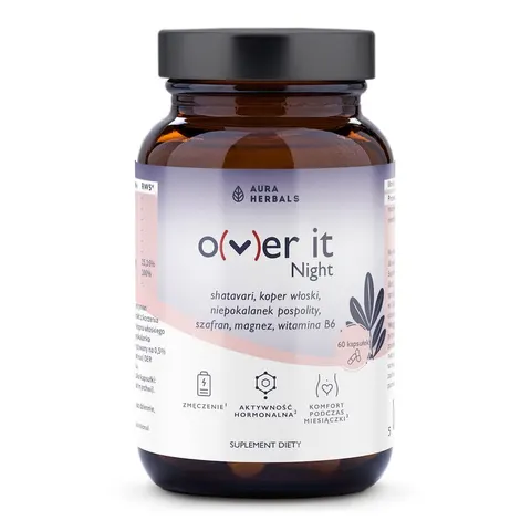 Over It Night, komfort podczas miesiączki, Aura Herbals, 60 kapsułek