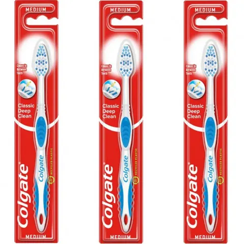 COLGATE CLASSIC DEEP CLEAN Szczoteczka do zębów ŚREDNIA, pakiet 3 szt.