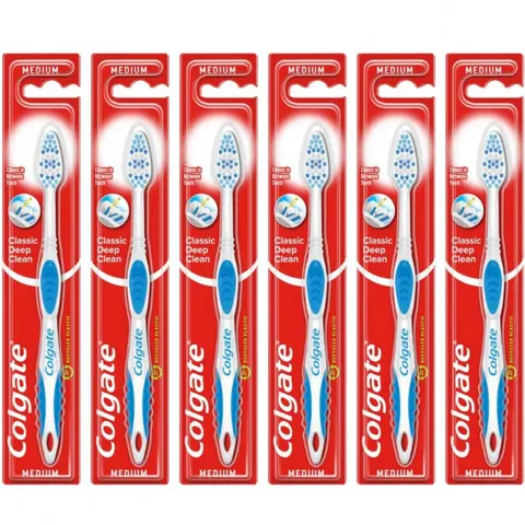 COLGATE CLASSIC DEEP CLEAN Szczoteczka do zębów ŚREDNIA, pakiet 6 szt.