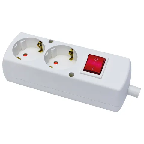 Gniazdo dwukrotne 2x2p+Z Schuko z wyłącznikiem; BIAŁY
