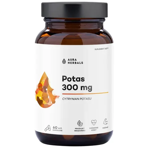 AURA HERBALS Potas 300 mg, cytrynian potasu (60 kaps.)