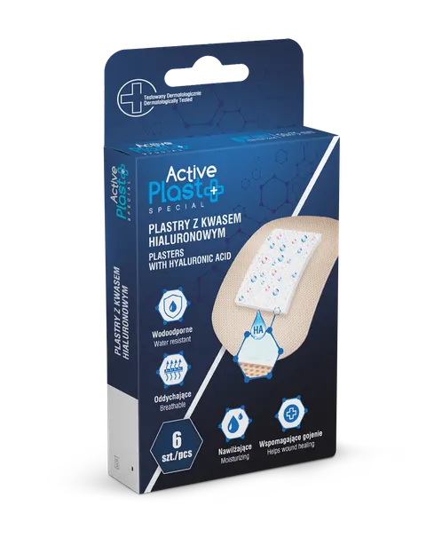 ACTIVE PLAST PLASTRY OPATRUNKOWE Z KWASEM HALIURONOWYM 6 SZT.
