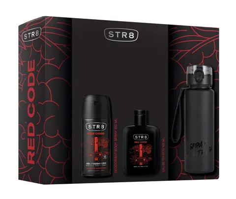 STR8 Zestaw prezentowy dla mężczyzn Red Code (Woda toaletowa 100 ml + Dezodorant w sprayu 150 ml + BIDON)