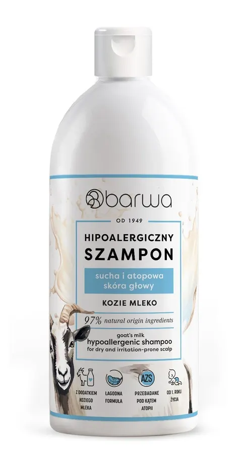 BARWA Hipoalergiczny Szampon do włosów Kozie Mleko 400 ml