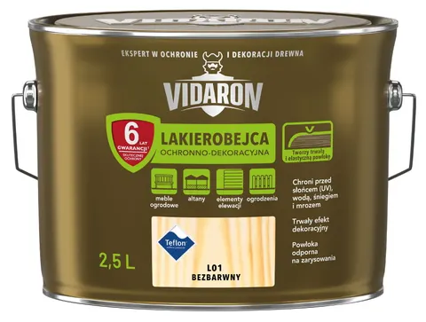VIDARON LAKIEROBEJCA DO DREWNA L01 BEZBARWNA 2,5L
