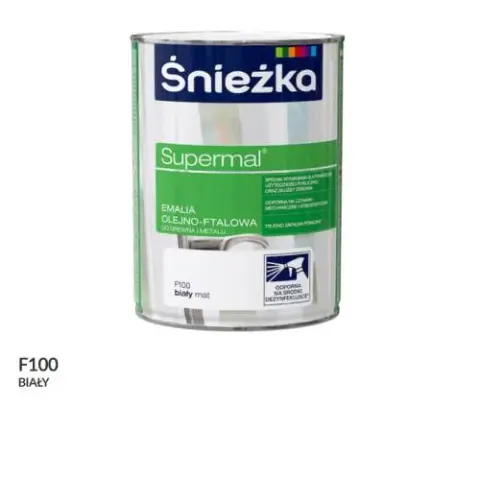 ŚNIEŻKA SUPERMAL Emalia olejno-ftalowa biały mat F100 0,8L