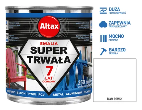 Altax Super Trwała Emalia 250ml Biały Połysk