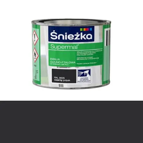 ŚNIEŻKA SUPERMAL Emalia olejno-ftalowa czarny połysk RAL9005 0,2L