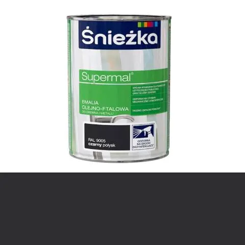ŚNIEŻKA SUPERMAL Emalia olejno-ftalowa czarny połysk RAL9005 0,8L