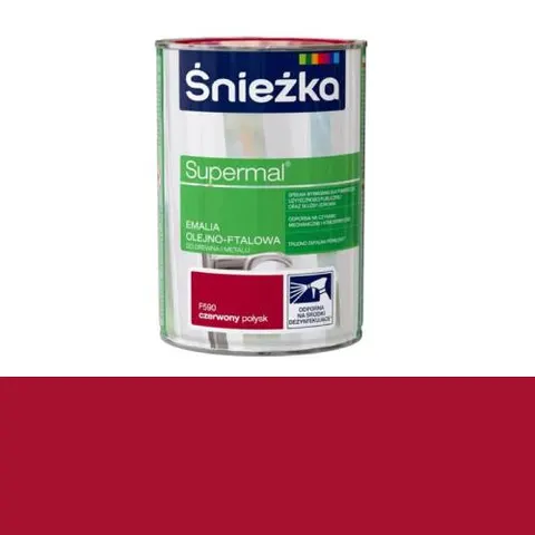 ŚNIEŻKA SUPERMAL Emalia olejno-ftalowa czerwony połysk F590 0,8L