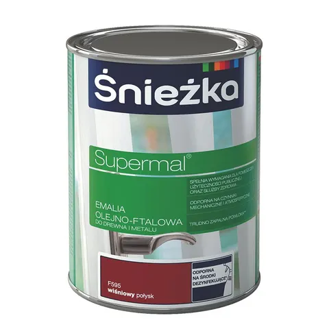 ŚNIEŻKA SUPERMAL EMALIA OLEJNO-FTALOWA WIŚNIOWY POŁYSK 0,8L