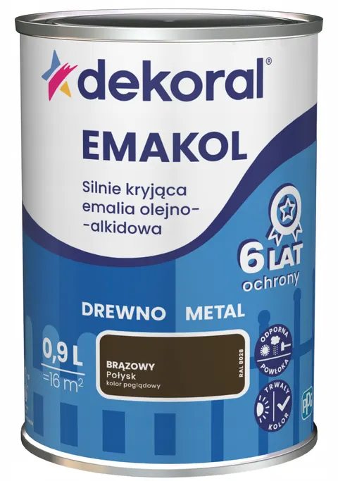 DEKORAL Emalia EMAKOL Strong brązowy połysk 0,9 L
