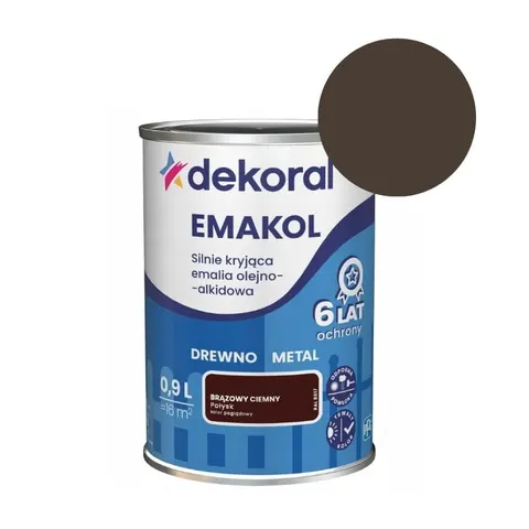DEKORAL Emalia EMAKOL Strong brązowy ciemny połysk 0,9 L